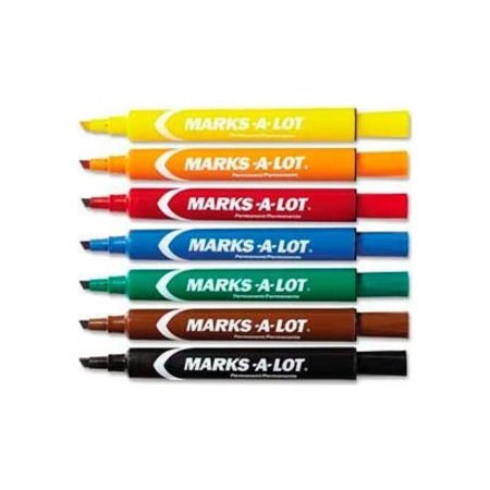 AVERY Avery® Marks-A-Lot Permanent Marker, Large Chisel Tip, Assorted Ink, 12/Set 24800